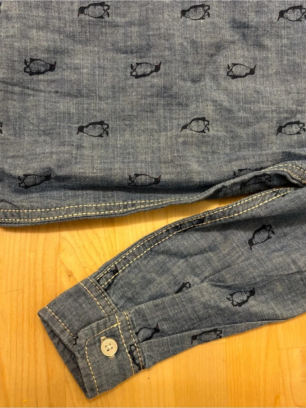 OshKosh B'gosh Blue Denim Penguin Print One-Piece Bodysuit